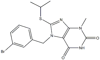 7-(3-bromobenzyl)-8-(isopropylsulfanyl)-3-methyl-3,7-dihydro-1H-purine-2,6-dione Struktur