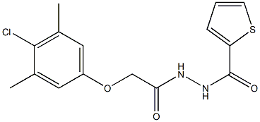 N'-{2-[(4-chloro-3,5-dimethylphenyl)oxy]acetyl}thiophene-2-carbohydrazide Struktur