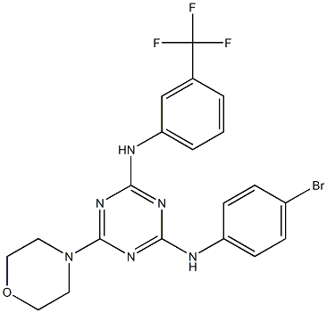 N-[4-(4-bromoanilino)-6-(4-morpholinyl)-1,3,5-triazin-2-yl]-N-[3-(trifluoromethyl)phenyl]amine Struktur