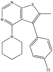 5-(4-chlorophenyl)-6-methyl-4-(1-piperidinyl)thieno[2,3-d]pyrimidine Struktur