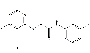 2-[(3-cyano-4,6-dimethylpyridin-2-yl)sulfanyl]-N-(3,5-dimethylphenyl)acetamide Struktur