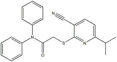 2-[(3-cyano-6-isopropylpyridin-2-yl)sulfanyl]-N,N-diphenylacetamide Struktur