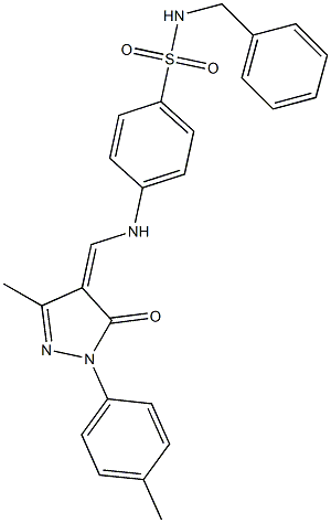 N-benzyl-4-({[3-methyl-1-(4-methylphenyl)-5-oxo-1,5-dihydro-4H-pyrazol-4-ylidene]methyl}amino)benzenesulfonamide Struktur