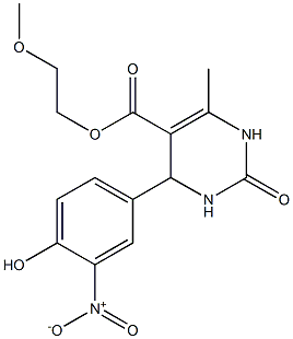 2-methoxyethyl 4-{4-hydroxy-3-nitrophenyl}-6-methyl-2-oxo-1,2,3,4-tetrahydro-5-pyrimidinecarboxylate Struktur