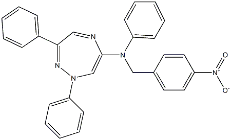 6-({4-nitrobenzyl}anilino)-1,3-diphenyl-1H-1,2,5-triazepine Struktur