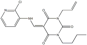 1-allyl-3-butyl-5-{[(2-chloro-3-pyridinyl)amino]methylene}-2,4,6(1H,3H,5H)-pyrimidinetrione Struktur