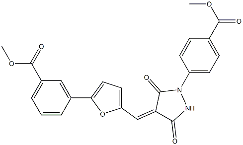 methyl 3-[5-({1-[4-(methoxycarbonyl)phenyl]-3,5-dioxo-4-pyrazolidinylidene}methyl)-2-furyl]benzoate Struktur