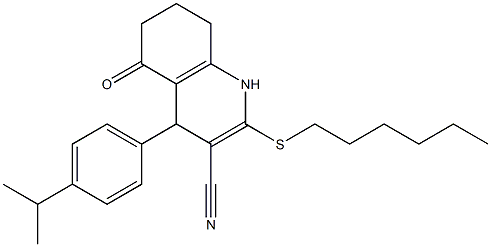 2-(hexylsulfanyl)-4-(4-isopropylphenyl)-5-oxo-1,4,5,6,7,8-hexahydroquinoline-3-carbonitrile Struktur