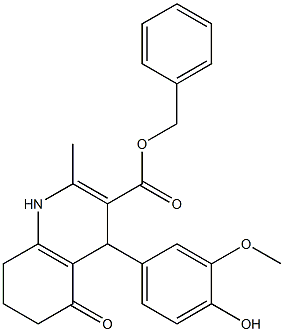 benzyl 4-(4-hydroxy-3-methoxyphenyl)-2-methyl-5-oxo-1,4,5,6,7,8-hexahydro-3-quinolinecarboxylate Struktur