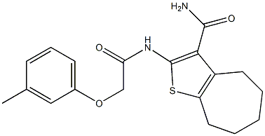 2-{[(3-methylphenoxy)acetyl]amino}-5,6,7,8-tetrahydro-4H-cyclohepta[b]thiophene-3-carboxamide Struktur