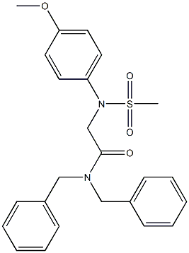 N,N-dibenzyl-2-[4-methoxy(methylsulfonyl)anilino]acetamide Struktur