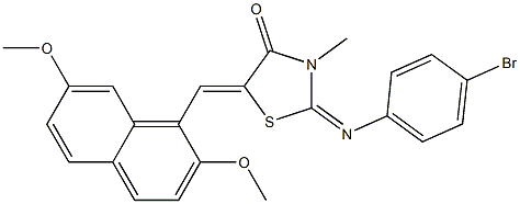 2-[(4-bromophenyl)imino]-5-[(2,7-dimethoxy-1-naphthyl)methylene]-3-methyl-1,3-thiazolidin-4-one Struktur