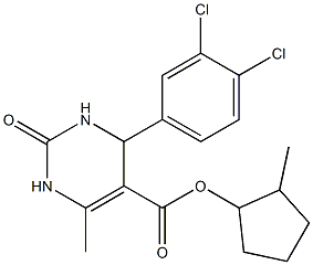 2-methylcyclopentyl 4-(3,4-dichlorophenyl)-6-methyl-2-oxo-1,2,3,4-tetrahydropyrimidine-5-carboxylate Struktur