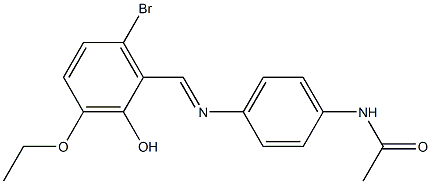 N-{4-[(6-bromo-3-ethoxy-2-hydroxybenzylidene)amino]phenyl}acetamide Struktur