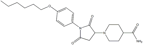 1-{1-[4-(hexyloxy)phenyl]-2,5-dioxo-3-pyrrolidinyl}-4-piperidinecarboxamide Struktur