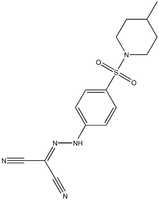 2-(2-{4-[(4-methyl-1-piperidinyl)sulfonyl]phenyl}hydrazono)malononitrile Struktur