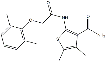 2-{[2-(2,6-dimethylphenoxy)acetyl]amino}-4,5-dimethyl-3-thiophenecarboxamide Struktur