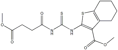 methyl 2-({[(4-methoxy-4-oxobutanoyl)amino]carbothioyl}amino)-4,5,6,7-tetrahydro-1-benzothiophene-3-carboxylate Struktur