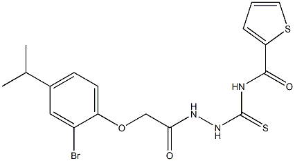 N-({2-[2-(2-bromo-4-isopropylphenoxy)acetyl]hydrazino}carbothioyl)-2-thiophenecarboxamide Struktur