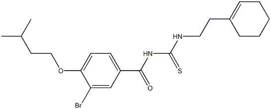 N-[3-bromo-4-(isopentyloxy)benzoyl]-N'-[2-(1-cyclohexen-1-yl)ethyl]thiourea Struktur