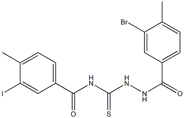 N-{[2-(3-bromo-4-methylbenzoyl)hydrazino]carbothioyl}-3-iodo-4-methylbenzamide Struktur