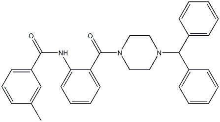 N-{2-[(4-benzhydryl-1-piperazinyl)carbonyl]phenyl}-3-methylbenzamide Struktur