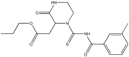 propyl 2-(1-{[(3-methylbenzoyl)amino]carbothioyl}-3-oxo-2-piperazinyl)acetate Struktur