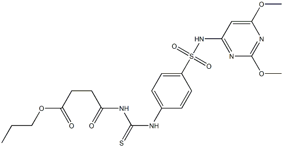 propyl 4-{[(4-{[(2,6-dimethoxy-4-pyrimidinyl)amino]sulfonyl}anilino)carbothioyl]amino}-4-oxobutanoate Struktur