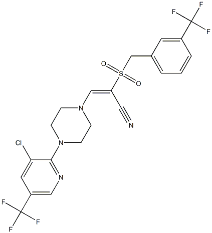 (E)-3-{4-[3-chloro-5-(trifluoromethyl)-2-pyridinyl]piperazino}-2-{[3-(trifluoromethyl)benzyl]sulfonyl}-2-propenenitrile Struktur