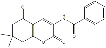 N-(7,7-Dimethyl-2,5-dioxo-5,6,7,8-tetrahydro-2H-1-benzopyran-3-yl)benzamide Struktur