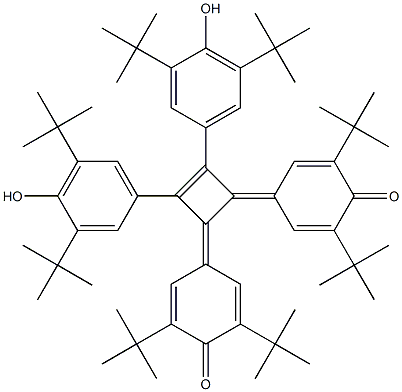 1,2-Bis(3,5-ditert-butyl-4-hydroxyphenyl)-3,4-bis(3,5-ditert-butyl-4-oxo-2,5-cyclohexadien-1-ylidene)-1-cyclobutene Struktur