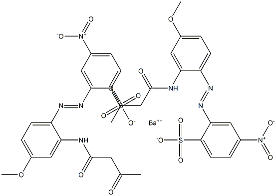 Bis[2-[2-(1,3-dioxobutylamino)-4-methoxyphenylazo]-4-nitrobenzenesulfonic acid]barium salt Struktur