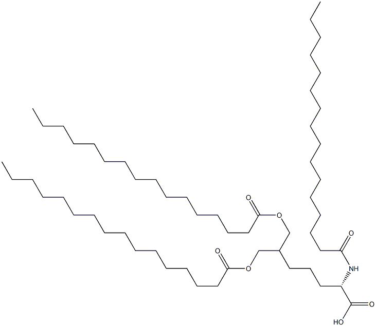 (2S)-2-Palmitoylamino-6-palmitoyloxymethyl-7-palmitoyloxyheptanoic acid Struktur