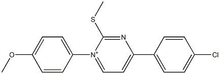 1-(4-Methoxyphenyl)-4-(4-chlorophenyl)-2-methylthio-1-pyrimidinium Struktur