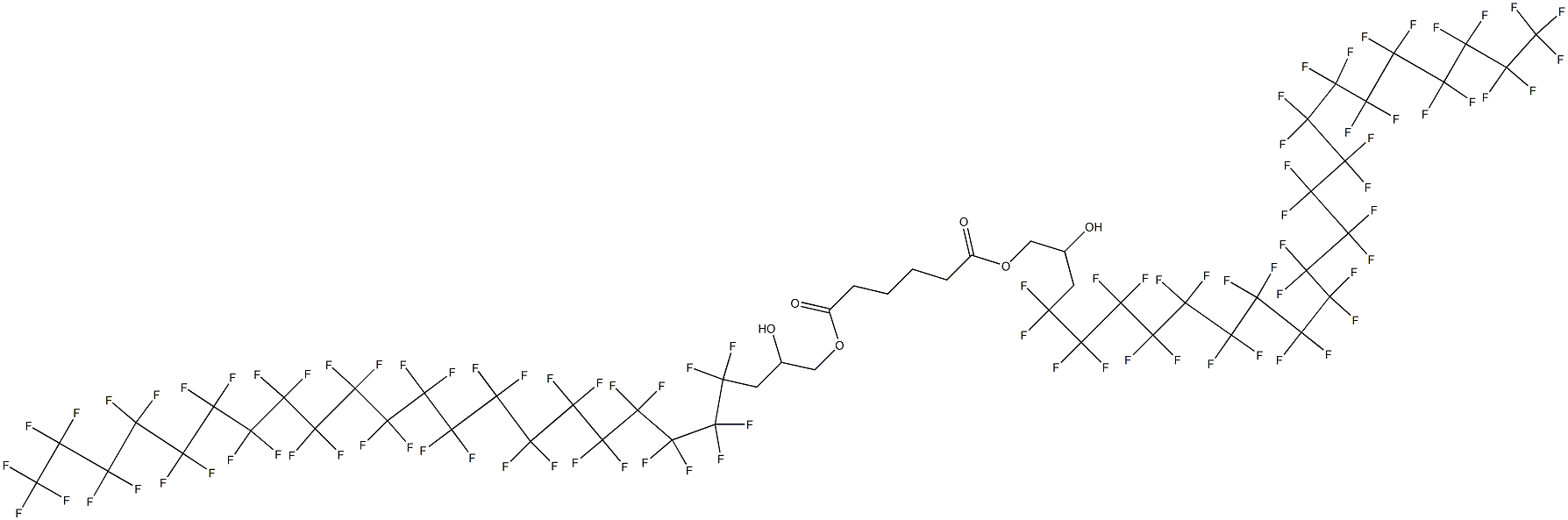 Adipic acid bis(4,4,5,5,6,6,7,7,8,8,9,9,10,10,11,11,12,12,13,13,14,14,15,15,16,16,17,17,18,18,19,19,20,20,21,21,22,22,23,23,24,24,24-tritetracontafluoro-2-hydroxytetracosyl) ester Struktur