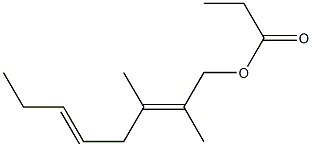 Propionic acid 2,3-dimethyl-2,5-octadienyl ester Struktur