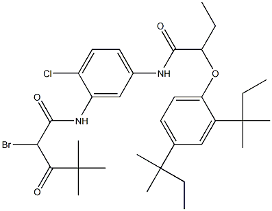 N-[3-(2-Bromo-4,4-dimethyl-1,3-dioxopentylamino)-4-chlorophenyl]-2-(2,4-di-tert-pentylphenoxy)butyramide Struktur