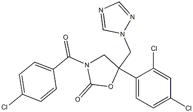 3-(4-Chlorobenzoyl)-5-(2,4-dichlorophenyl)-5-[(1H-1,2,4-triazol-1-yl)methyl]oxazolidin-2-one Struktur