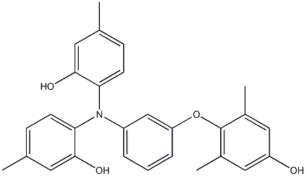 N,N-Bis(2-hydroxy-4-methylphenyl)-3-(4-hydroxy-2,6-dimethylphenoxy)benzenamine Struktur