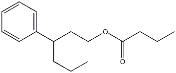 Butanoic acid 3-phenylhexyl ester Struktur