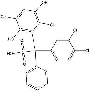 (3,4-Dichlorophenyl)(2,5-dichloro-3,6-dihydroxyphenyl)phenylmethanesulfonic acid Struktur