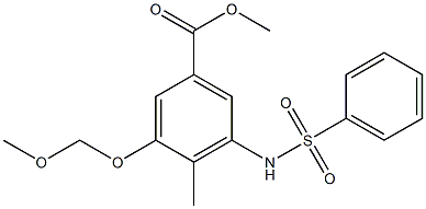 3-Methoxymethoxy-4-methyl-5-phenylsulfonylaminobenzoic acid methyl ester Struktur