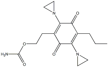 Carbamic acid 2-[2,5-bis(1-aziridinyl)-3,6-dioxo-4-propyl-1,4-cyclohexadienyl]ethyl ester Struktur