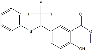 2-Hydroxy-5-(2,2,2-trifluoro-1-phenylthioethyl)benzoic acid methyl ester Struktur