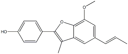 3-Methyl-5-(1-propenyl)-2-(4-hydroxyphenyl)-7-methoxybenzofuran Struktur