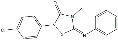 4-Methyl-2-(4-chlorophenyl)-5-(phenylimino)-4,5-dihydro-1,2,4-thiadiazol-3(2H)-one Struktur