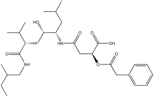 (2S,4S,5S)-5-[[(3S)-3-Carboxy-3-(phenylacetyloxy)propanoyl]amino]-4-hydroxy-2-isopropyl-7-methyl-N-[(2S)-2-methylbutyl]octanamide Struktur