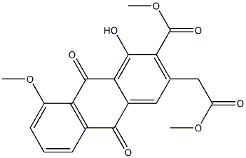 8-Methoxy-1-hydroxy-2-(methoxycarbonyl)-3-[(methoxycarbonyl)methyl]-9,10-anthraquinone Struktur