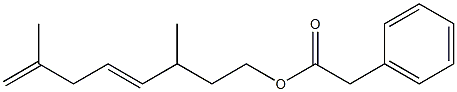 Phenylacetic acid 3,7-dimethyl-4,7-octadienyl ester Struktur