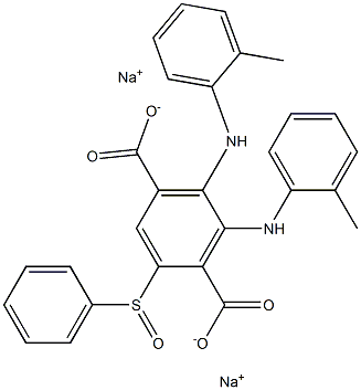 2-(Phenylsulfinyl)-5,6-di(o-toluidino)terephthalic acid disodium salt Struktur